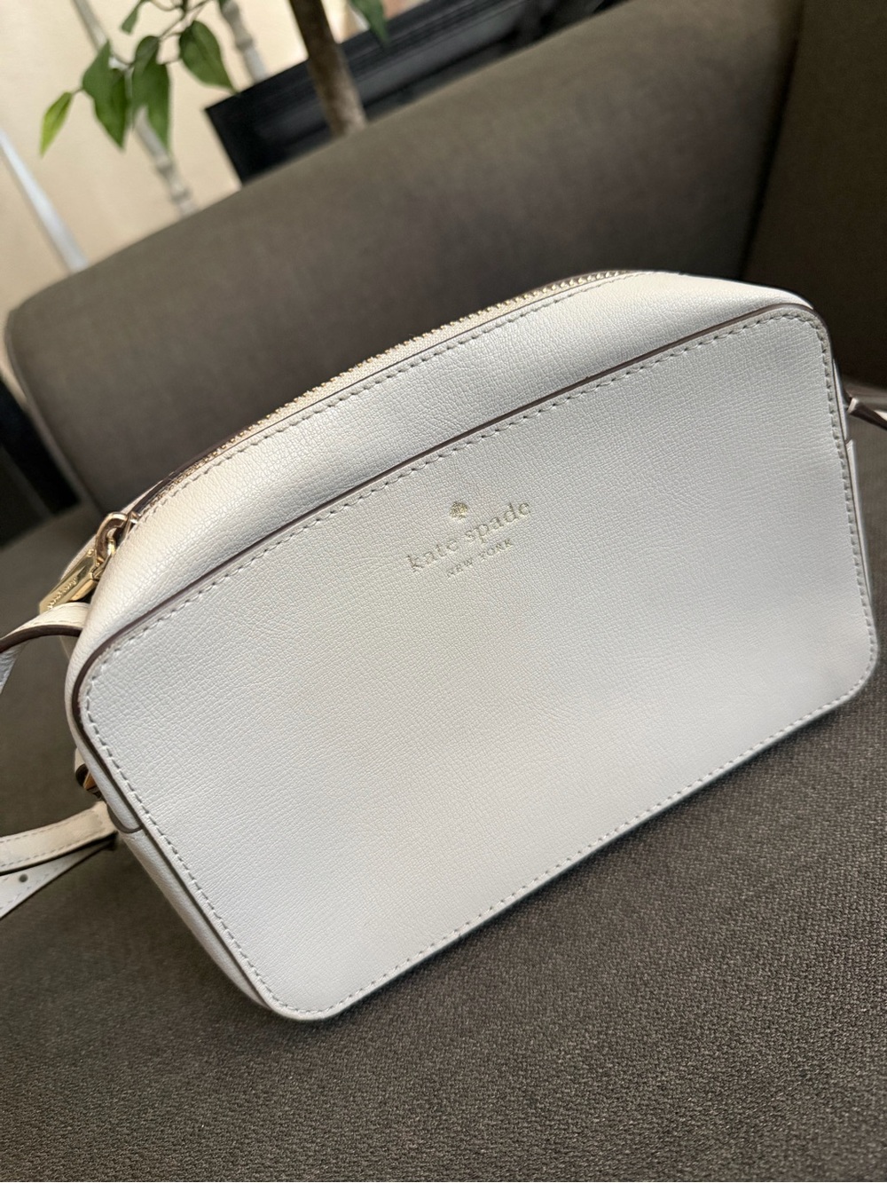 kate spade Gray Leather Crossbody Camera Bag